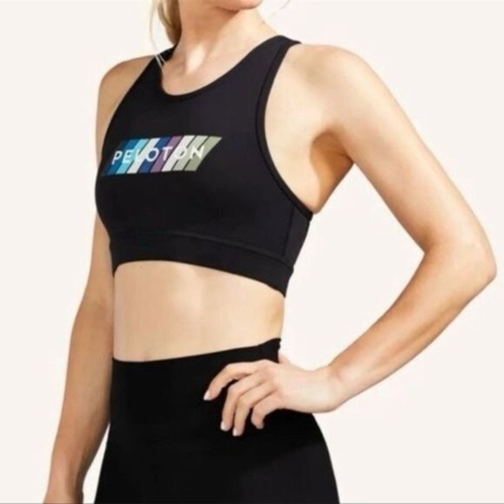 PELOTON Black Pace High Neck Bra Top • size medium